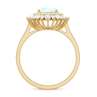 Natural 2 Carat Ethiopian Opal Double Halo Engagement Ring with Certificate