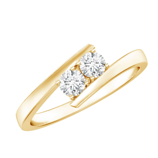 Certified Two Stone Moissanite Commitment Ring For Her
