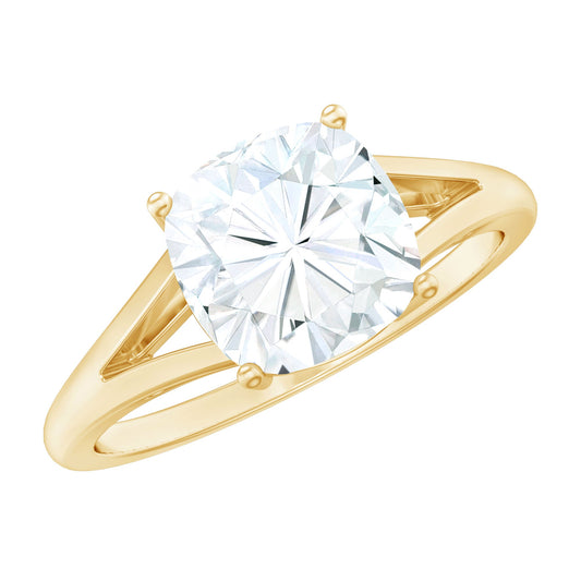 Cushion Cut Moissanite Engagement Ring With Split Shank
