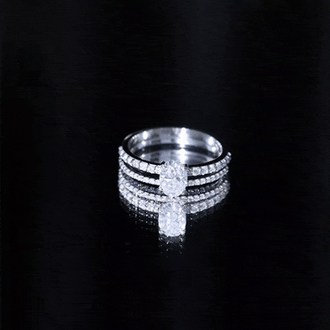 Oval Shaped Moissanite Engagement Ring with Wedding Band Set