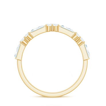 Certified Baguette and Round Moissanite Half Eternity Ring