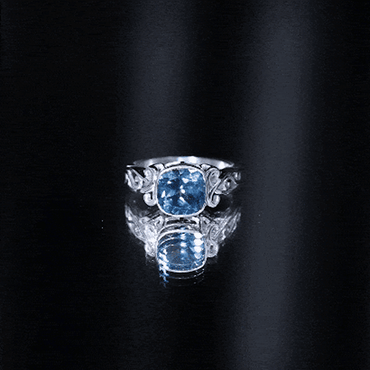 2.8 Carat Cushion Cut London Blue Topaz Vintage Solitaire Ring