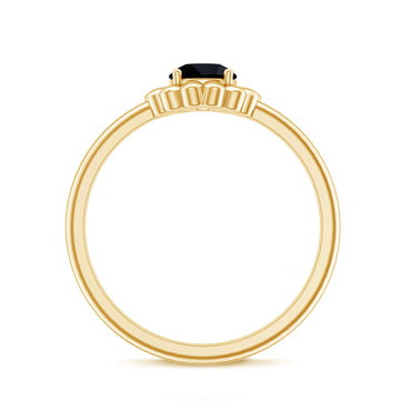 Round Cut Solitaire Lab Created Black Diamond Flower Ring