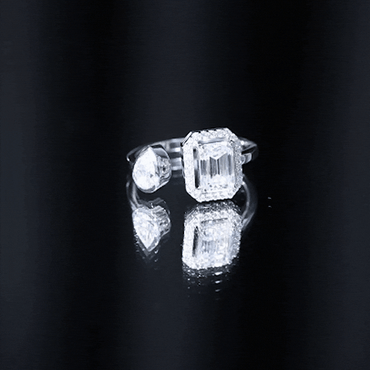 Women's Moissanite Two Stone Engagement Ring in Silver