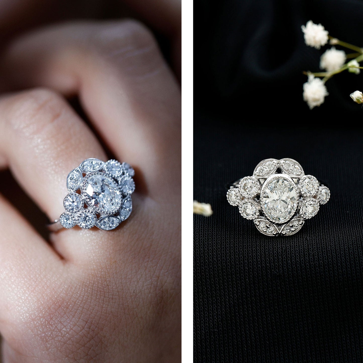 Certified 1.2 Carat Oval Moissanite Statement Engagement Ring