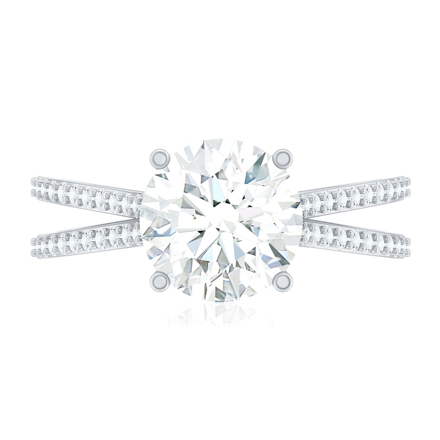 Solitaire Moissanite 2 Carat Engagement Ring with Split Shank