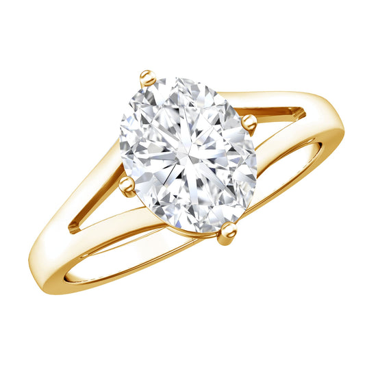 Oval Cut Moissanite Solitaire Engagement Ring in Split Shank