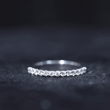 Moissanite Half Eternity Ring in Shared Prong Setting