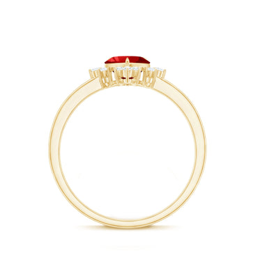 Lab Created Ruby Heart Promise Ring with Diamonds