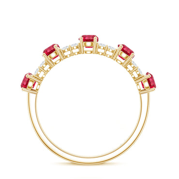 Lab Created Ruby and Diamond Half Eternity Stackable Ring
