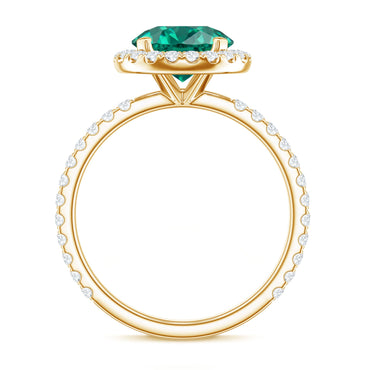 Certified 2 Carat Lab Grown Emerald Classic Engagement Ring with Halo