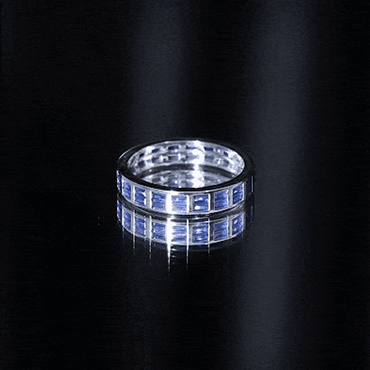 Certified Lab Grown Blue Sapphire Baguette Eternity Band in Channel Set