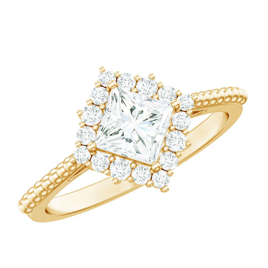 0.7 Carat Princess Cut Moissanite Vintage Inspired Ring