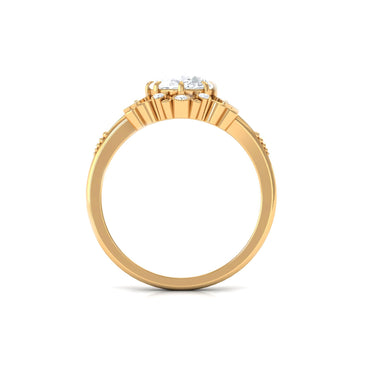 2 Carat Oval Cut Certified Moissanite Vintage Statement Ring