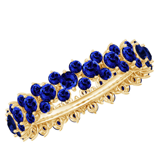 Certified Lab Grown Blue Sapphire Eternity Band Ring for Women