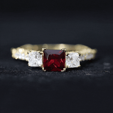 Lab Grown Ruby Vintage Looking Engagement Ring With Certificate