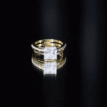 3 Carat Princess Cut Moissanite Double Band Engagement Ring