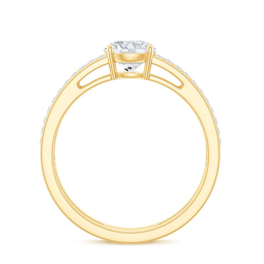0.9 Carat Round Moissanite Double Band Engagement Ring