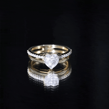 1.5 Carat Heart Shape Moissanite Double Band Engagement Ring