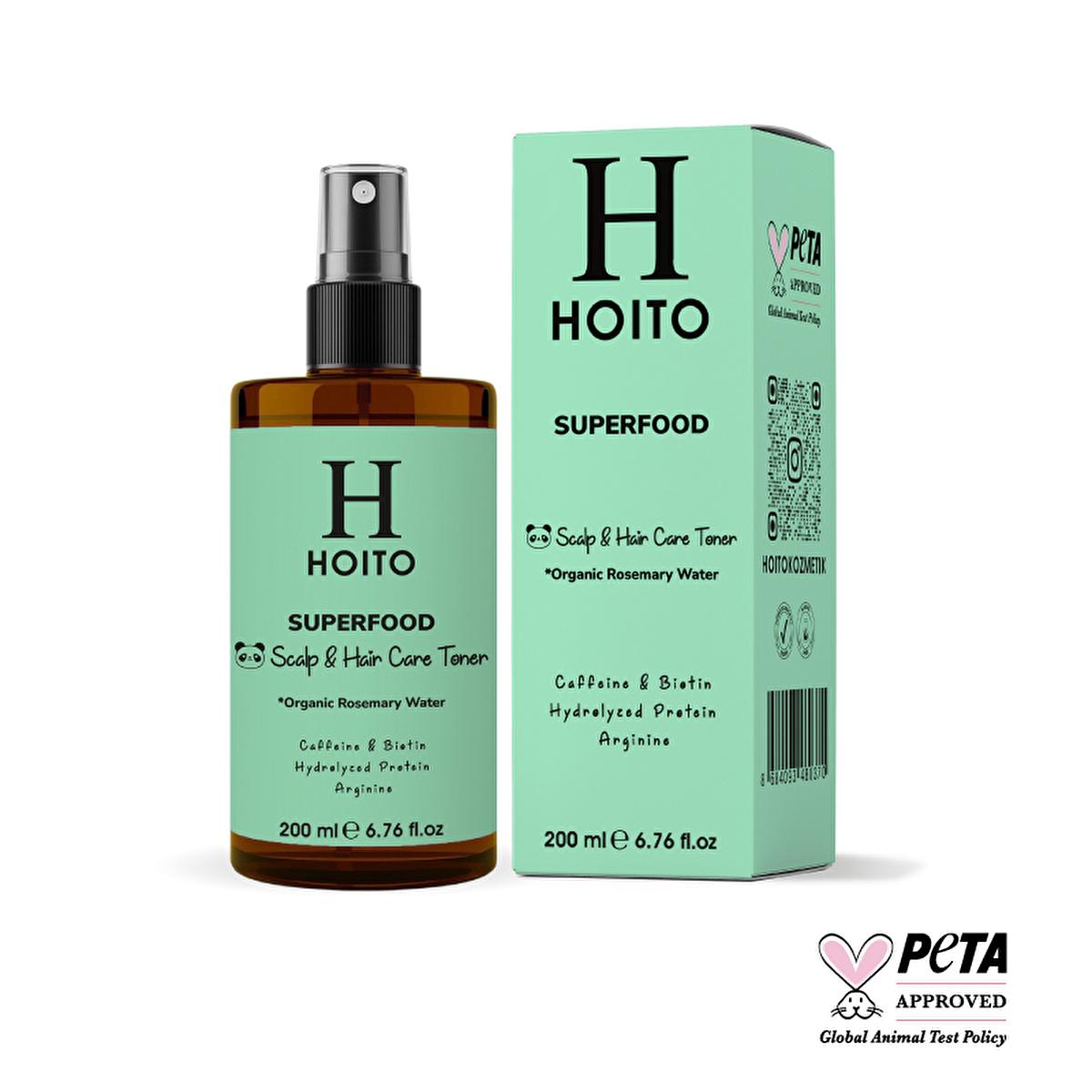Hoito Organic Rosemary Hair Tonic: Superfood Anti-Hair Loss, Scalp Treatment, Color Protection, Frizz Control, Natural Hair Growth 200ml