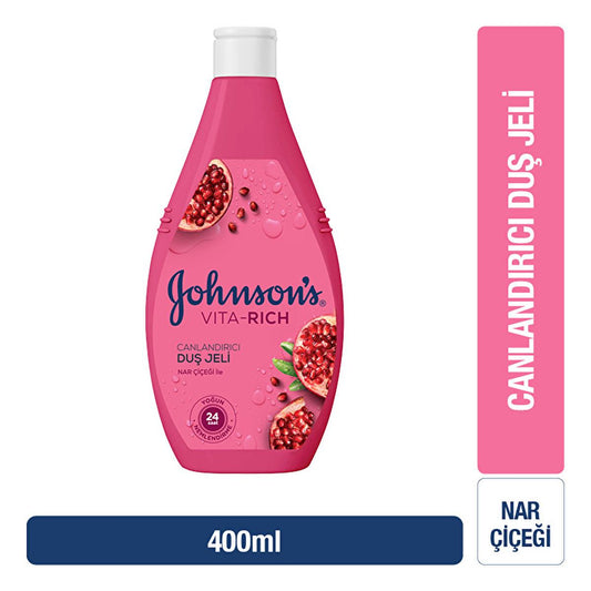 Johnson's Vita-Rich Pomegranate Flower Shower Gel - Moisturizing & Refreshing 24-Hour Hydration Body Wash