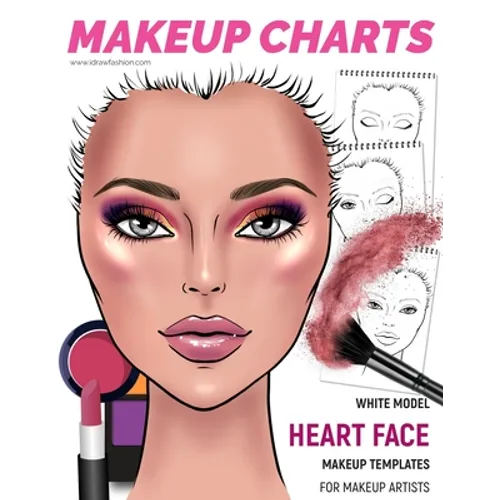 Makeup Charts - Face Charts for Makeup Artists: White Model - HEART face shape - Paperback