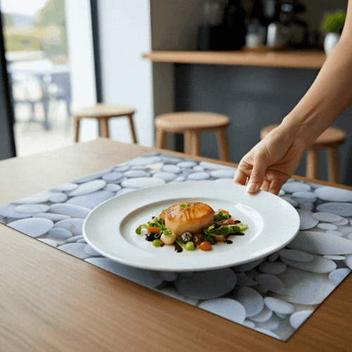 Chef 101 Rectangle River Stone Paper Placemat - Semi-Disposable, 10 Uses - 11 3/4" x 15 3/4" - 12 count box