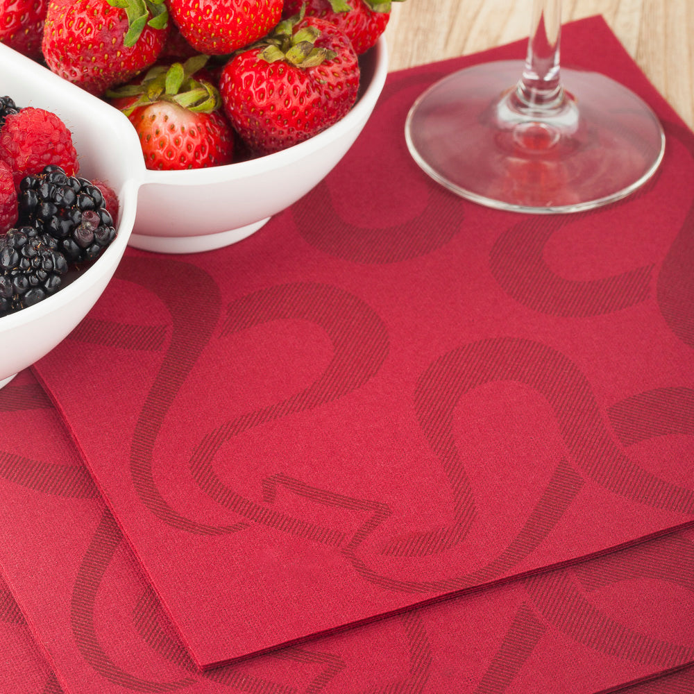Luxenap Square Vintage Bordeaux Paper Napkin - Air Laid - 15 3/4" x 15 3/4" - 600 count box