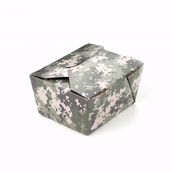 Bio Tek 30 oz Rectangle Camouflage Paper #1 Bio Box Take Out Container - 5" x 4" x 2 1/2" - 200 count box