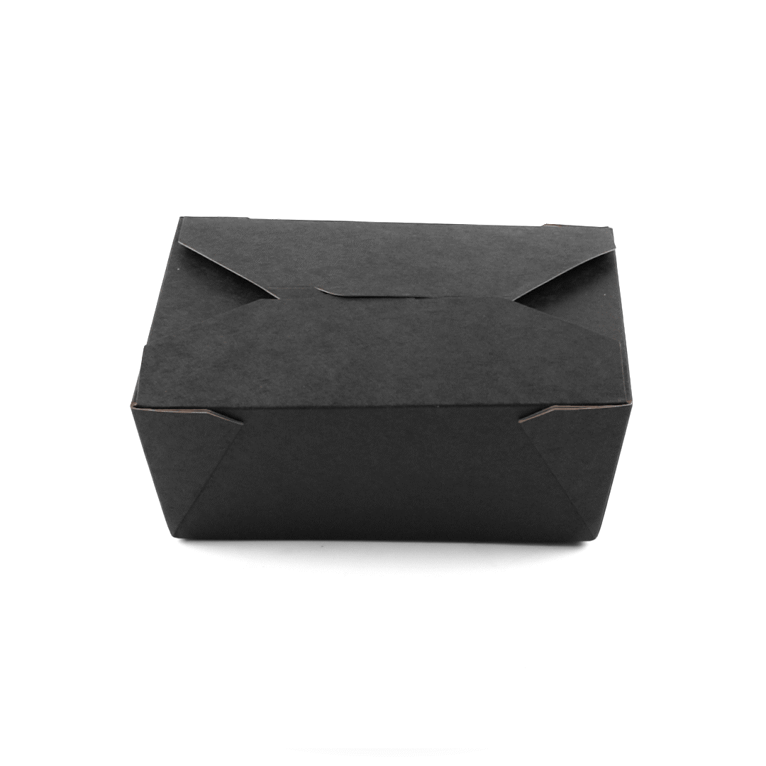 Bio Tek 45 oz Rectangle Black Paper #8 Bio Box Take Out Container - 6 3/4" x 5 1/2" x 2 1/2" - 50 count box