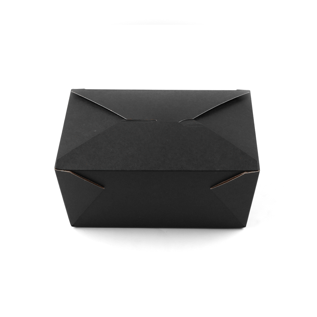 Bio Tek 98 oz Rectangle Black Paper #4 Bio Box Take Out Container - 8 1/2" x 6 1/4" x 3 1/2" - 50 count box