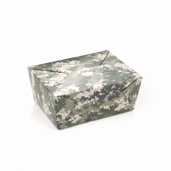 Bio Tek 98 oz Camouflage Paper #4 Bio Box Take Out Container - 8 1/2" x 6 1/4" x 3 1/2" - 200 count box