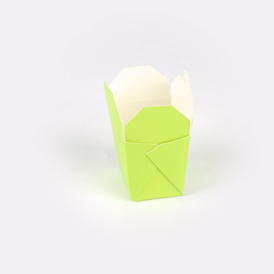 Bio Tek 8 oz Square Eco Green Paper Noodle Take Out Container - 2 3/4" x 2 1/4" x 2 1/2" - 25 count box