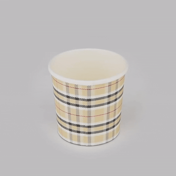 Bio Tek 12 oz Round Plaid Paper Soup Container - 3 1/2" x 3 1/2" x 3 1/2" - 200 count box