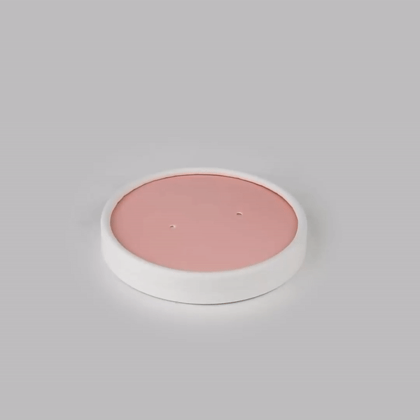 Bio Tek Round Pink and White Stripe Paper Soup Container Lid - Fits 12 oz - 25 count box