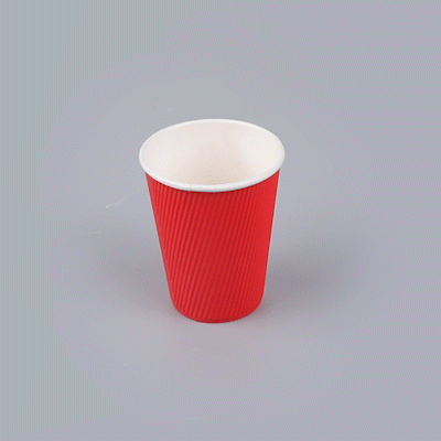Restpresso 12 oz Red Paper Coffee Cup - Ripple Wall - 3 1/2" x 3 1/2" x 4 1/4" - 25 count box