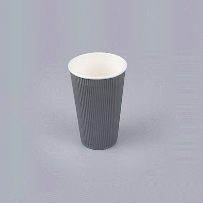 Restpresso 16 oz Gray Paper Coffee Cup - Ripple Wall - 3 1/2" x 3 1/2" x 5 1/2" - 25 count box