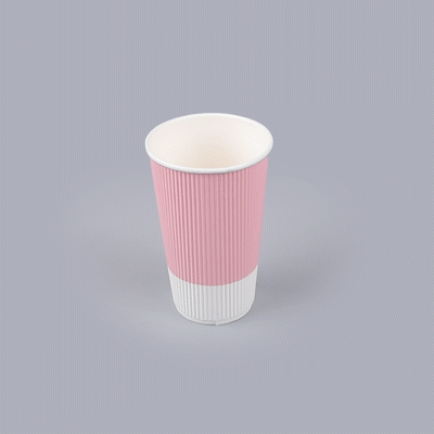 Restpresso 16 oz Light Pink Paper Coffee Cup - Ripple Wall - 3 1/2" x 3 1/2" x 5 1/2" - 500 count box
