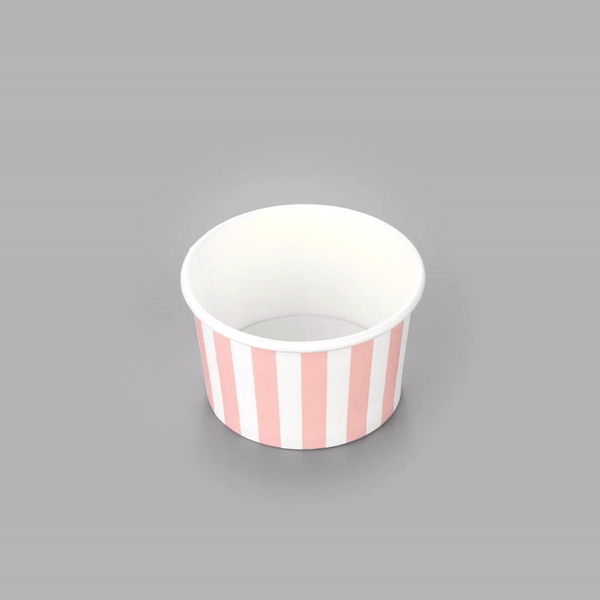 Coppetta 3 oz Round Pink and White Stripe Paper To Go Cup - 3" x 3" x 1 3/4" - 200 count box