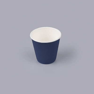 Restpresso 8 oz Midnight Blue Paper Coffee Cup - Ripple Wall - 3 1/2" x 3 1/2" x 3 1/4" - 500 count box
