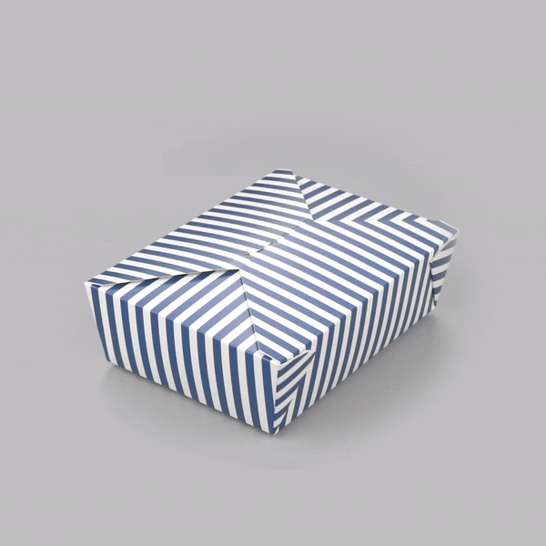 Bio Tek 71 oz Rectangle Blue and White Stripe Paper #3 Bio Box Take Out Container - 8 1/2" x 6 1/4" x 2 1/2" - 200 count box