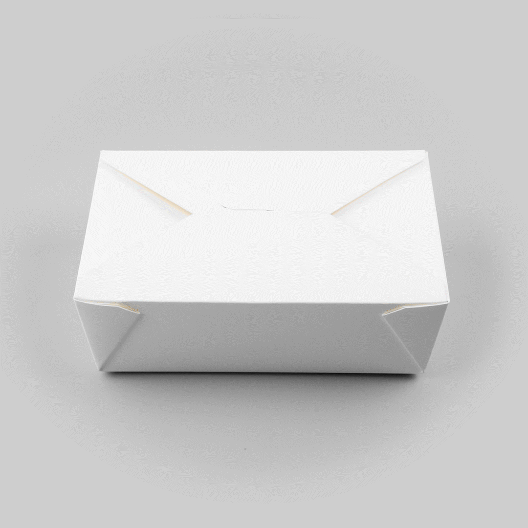 Bio Tek 71 oz Rectangle White Paper #3 Bio Box Take Out Container - 8 1/2" x 6 1/4" x 2 1/2" - 200 count box