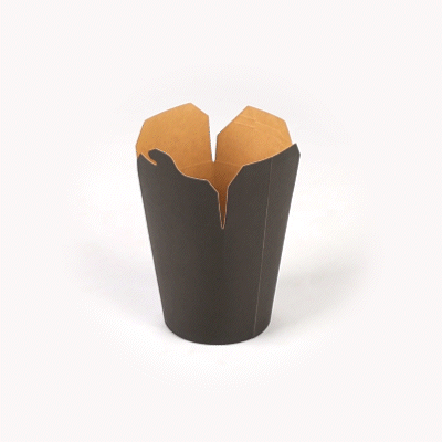 Bio Tek 16 oz Round Black Paper Noodle Take Out Container - 3 1/4" x 3" x 4" - 50 count box