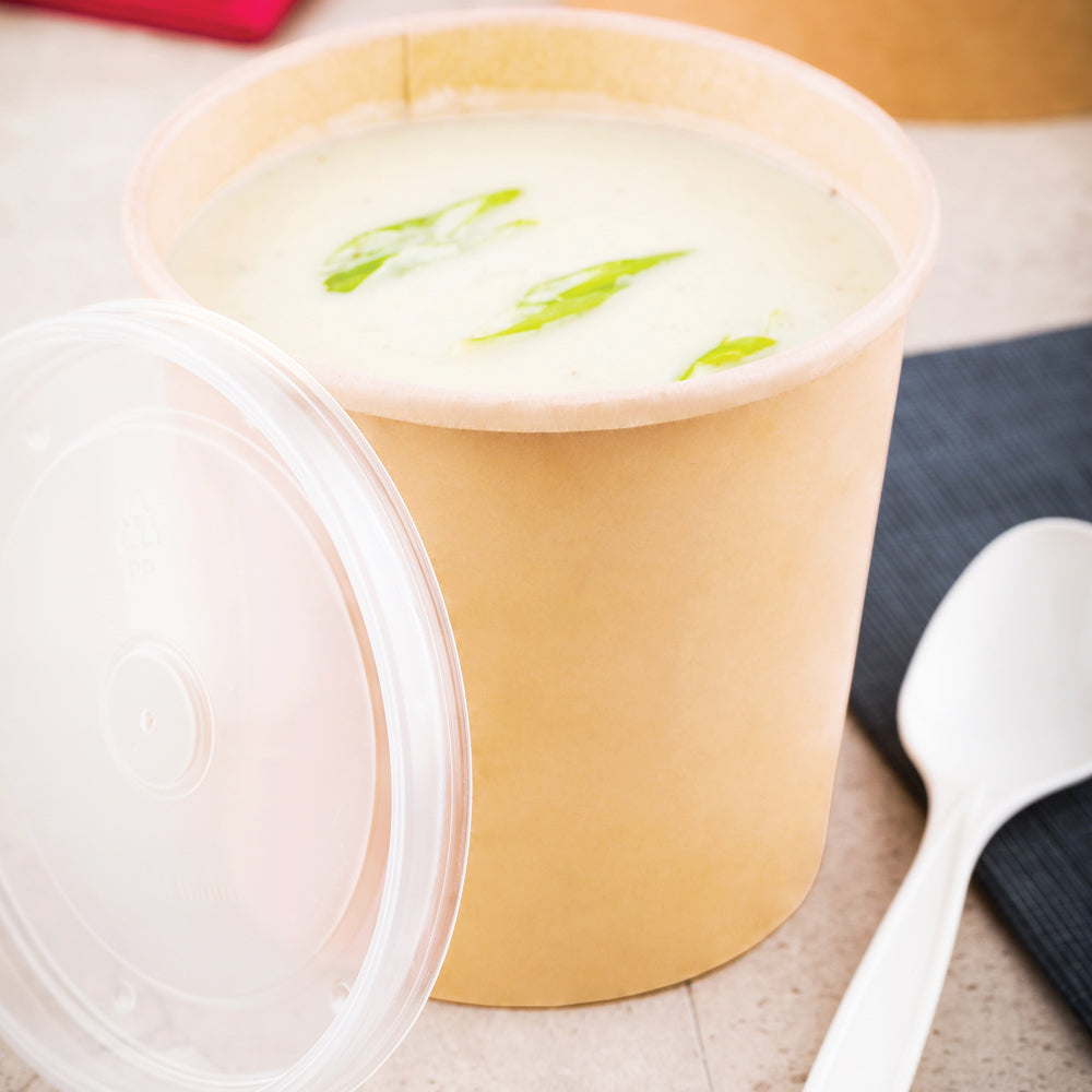 Bio Tek 26 oz Round Bamboo Paper Soup Container - 4 1/2" x 4 1/2" x 4" - 200 count box