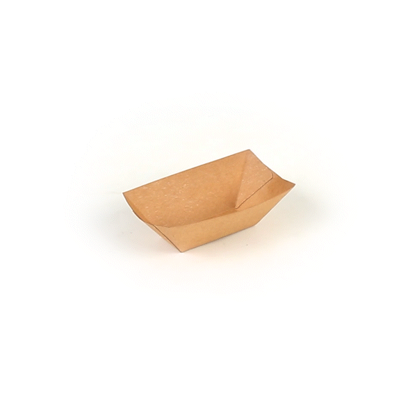 Bio Tek 2 oz Kraft Paper Food Tray / Boat - 3 1/4" x 2 1/4" x 1 1/4" - 400 count box