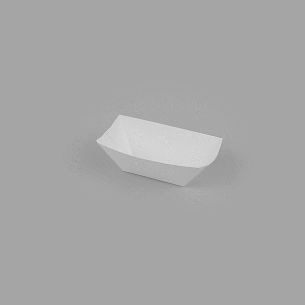 Bio Tek 2 oz White Paper Food Tray / Boat - 3 1/4" x 2 1/4" x 1 1/4" - 400 count box