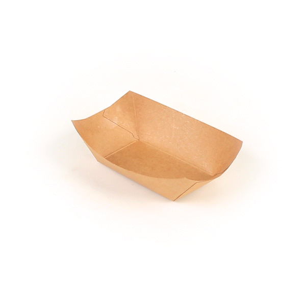 Bio Tek 6 oz Kraft Paper #40 Food Tray / Boat - 5" x 4" x 1 1/2" - 400 count box