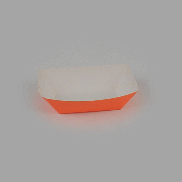 Bio Tek 6 oz Tangerine Orange Paper #40 Food Tray / Boat - 5" x 4" x 1 1/2" - 400 count box