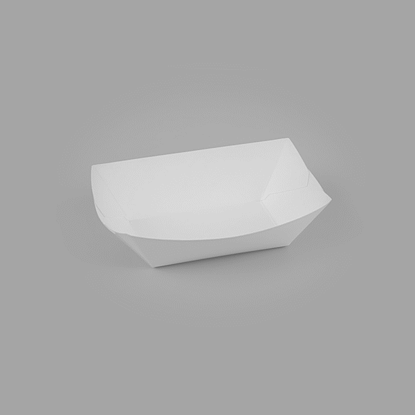 Bio Tek 6 oz White Paper #40 Food Tray / Boat - 5" x 4" x 1 1/2" - 50 count box
