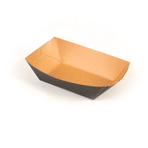 Bio Tek 1/2 lb Black Paper #50 Food Tray / Boat - 4 1/4" x 2 3/4" x 1 1/2" - 50 count box